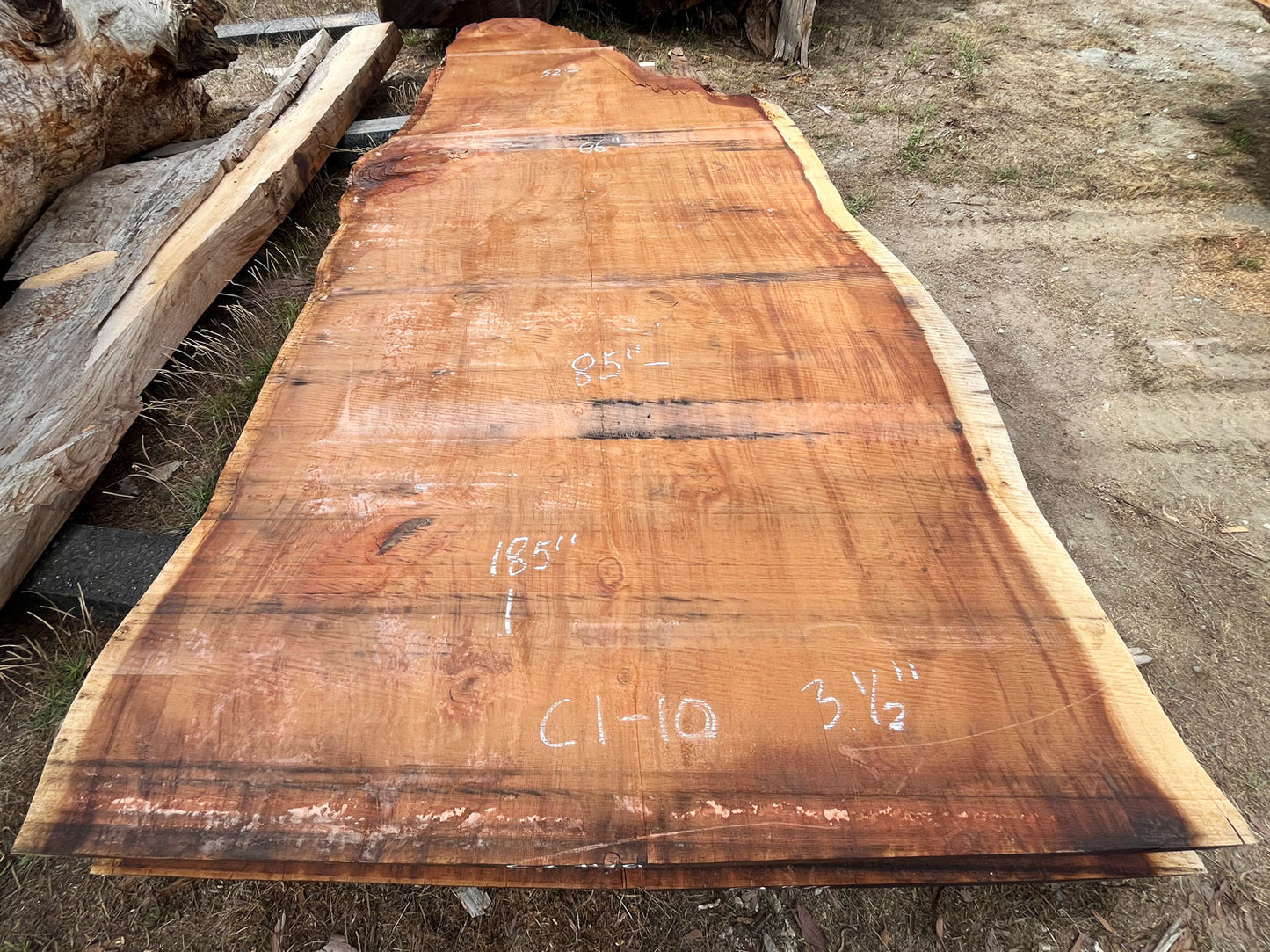 Giant Sequoia Live Edge Slab – 15.42' x 86" x 3.5" – Old Growth, Air-Dried – #C1-10