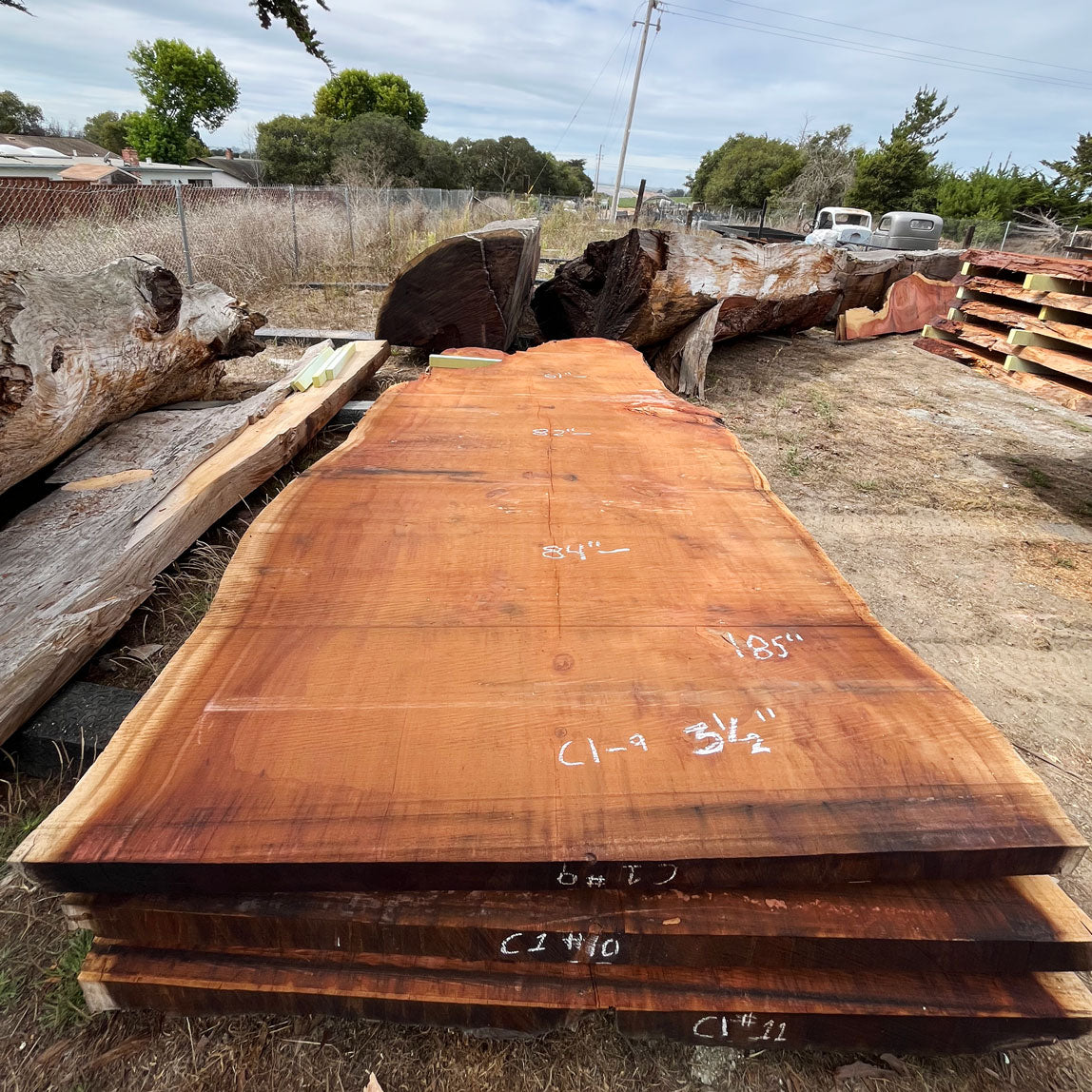 Giant Sequoia Live Edge Slab – 15.42' x 84" x 3.5" – Old Growth, Air-Dried – #C1-9
