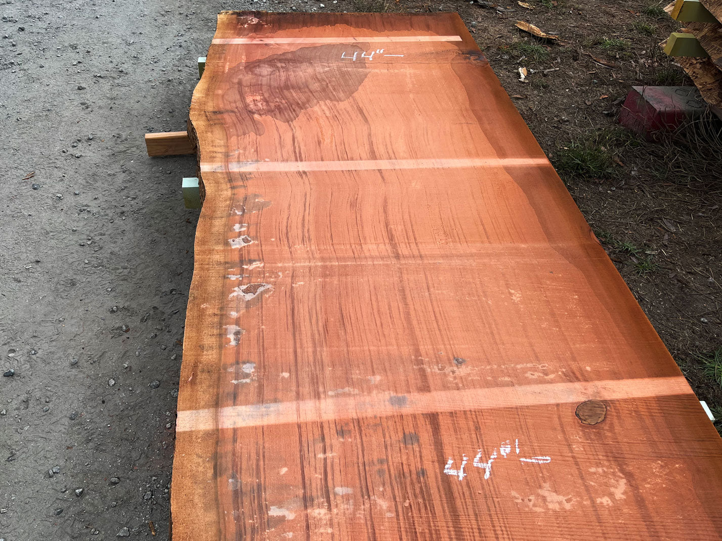 Giant Sequoia Live Edge Slab – 14.33' x 50" x 3.5" – Old Growth, Air-Dried – #C10-6