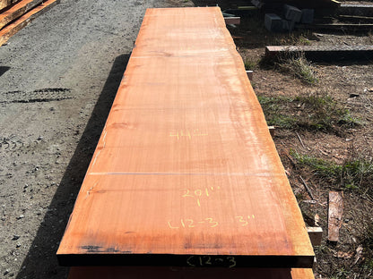 Giant Sequoia Live Edge Slab – 16.75' x 44" x 3" – Old Growth, Air-Dried – #C12-3