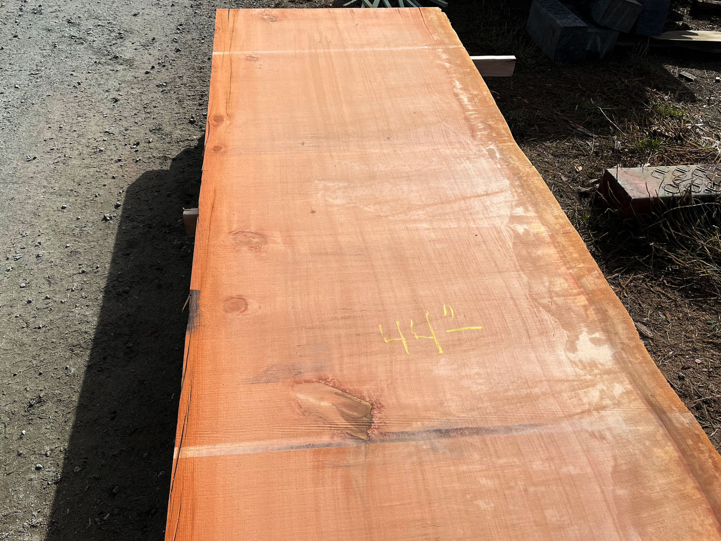 Giant Sequoia Live Edge Slab – 16.75' x 44" x 3" – Old Growth, Air-Dried – #C12-3