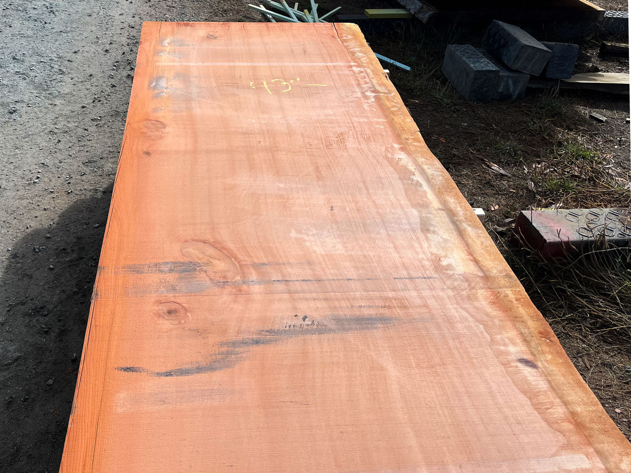 Giant Sequoia Live Edge Slab – 16.75' x 44" x 3" – Old Growth, Air-Dried – #C12-4