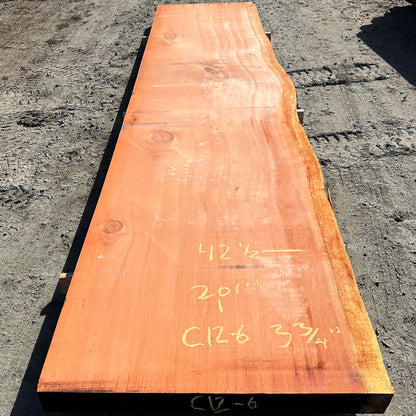Giant Sequoia Live Edge Slab – 16.75' x 44" x 3.75" – Old Growth, Air-Dried – #C12-6