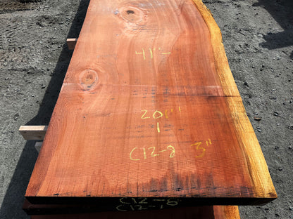 Giant Sequoia Live Edge Slab – 16.75' x 41" x 3" – Old Growth, Air-Dried – #C12-8