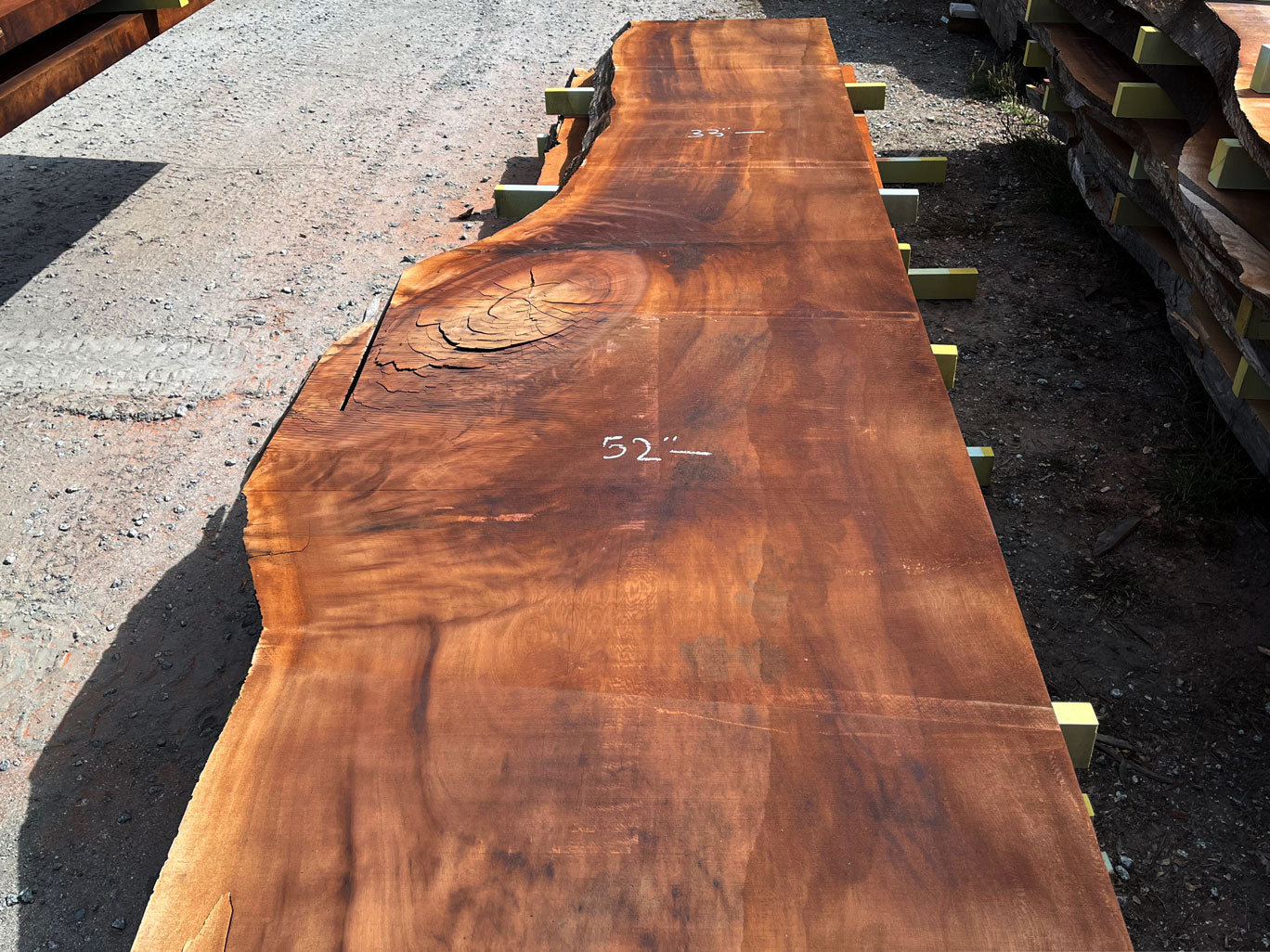 Giant Sequoia Live Edge Slab – 16.5' x 52" x 2.75" – Old Growth, Air-Dried – #C17-1