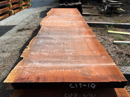 Giant Sequoia Live Edge Slab – 16.5' x 45" x 3.25" – Old Growth, Air-Dried – #C17-10
