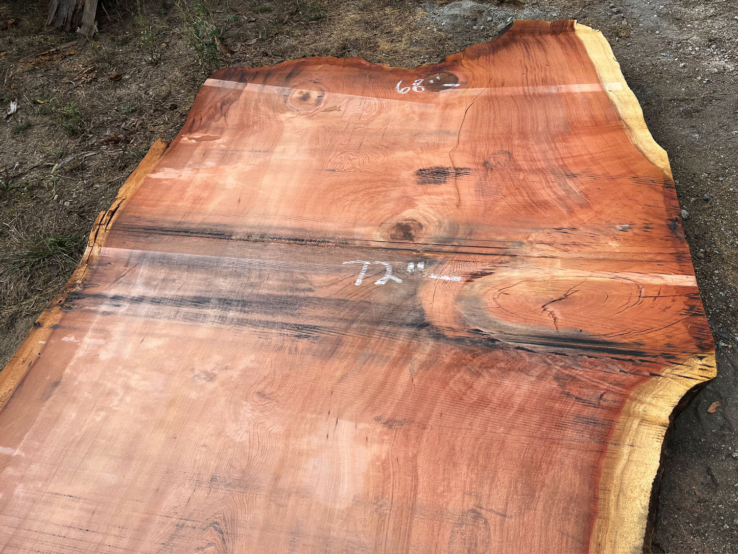 Giant Sequoia Live Edge Slab – 13.08' x 72" x 3.5" – Old Growth, Air-Dried – #C3-1