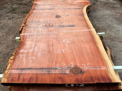 Giant Sequoia Live Edge Slab – 13' x 72" x 3" – Old Growth, Air-Dried – #C3-2