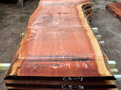Giant Sequoia Live Edge Slab – 12.92' x 67" x 3.125" – Old Growth, Air-Dried – #C3-4