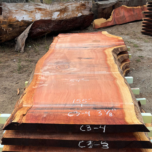 Giant Sequoia Live Edge Slab – 12.92' x 67" x 3.125" – Old Growth, Air-Dried – #C3-4