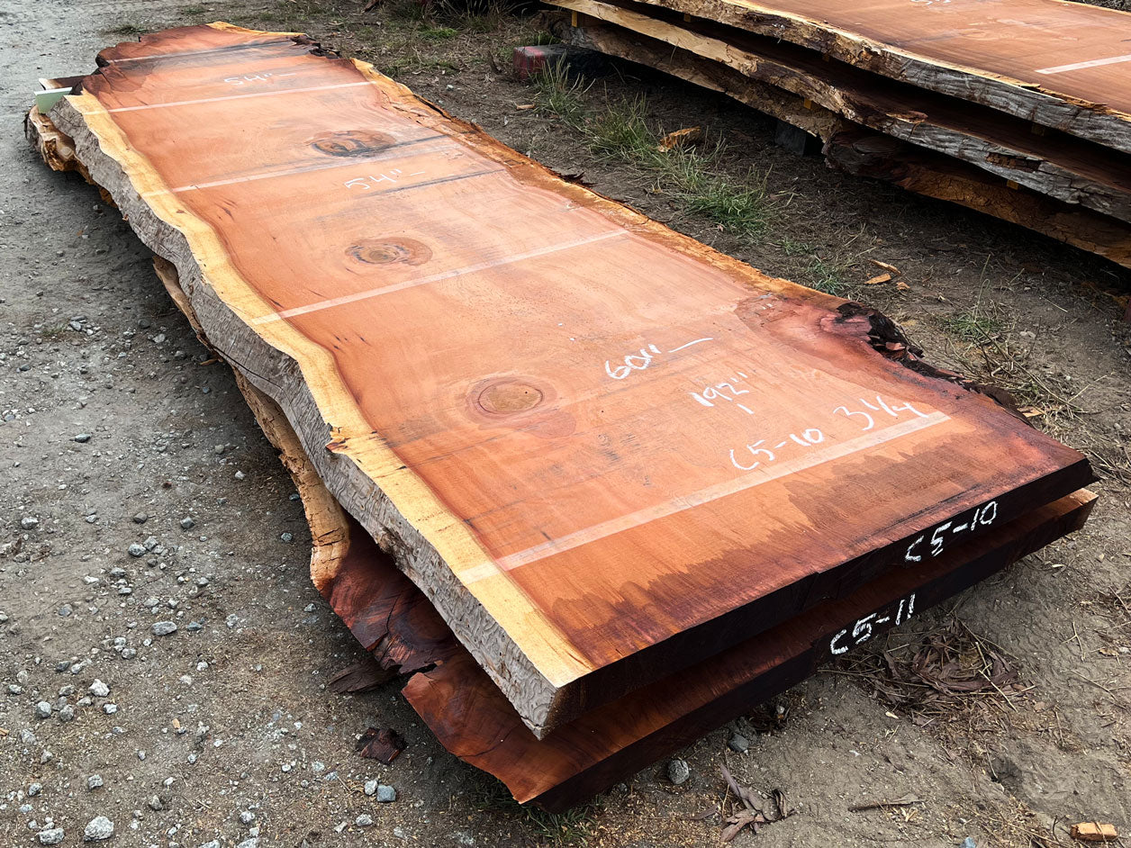 Giant Sequoia Live Edge Slab – 16' x 60" x 3.25" – Old Growth, Air-Dried – #C5-10
