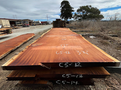 Giant Sequoia Live Edge Slab – 14.75' x 59" x 3.256" – Old Growth, Air-Dried – #C5-12