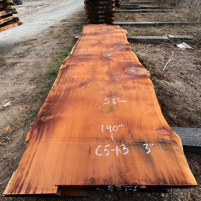 Giant Sequoia Live Edge Slab – 15.83' x 59" x 3" – Old Growth, Air-Dried – #C5-13
