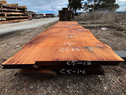 Giant Sequoia Live Edge Slab – 15.83' x 59" x 3" – Old Growth, Air-Dried – #C5-13