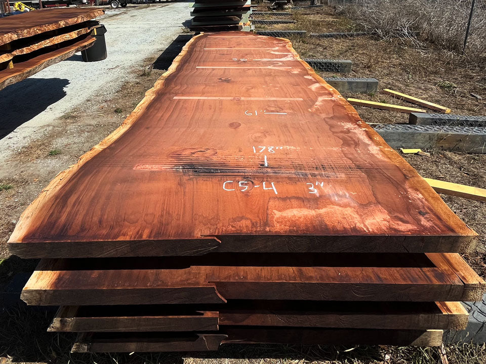 Giant Sequoia Live Edge Slab – 16.17' x 61" x 3" – Old Growth, Air-Dried – #C5-4