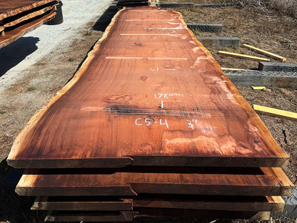 Giant Sequoia Live Edge Slab – 16.17' x 61" x 3" – Old Growth, Air-Dried – #C5-4