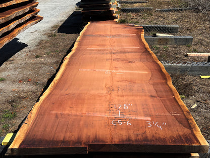 Giant Sequoia Live Edge Slab – 16' x 61" x 3.25" – Old Growth, Air-Dried – #C5-6