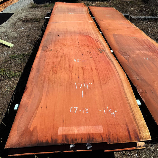 Giant Sequoia Live Edge Slab – 14.5' x 45" x 1.25" – Old Growth, Air-Dried – #C7-13