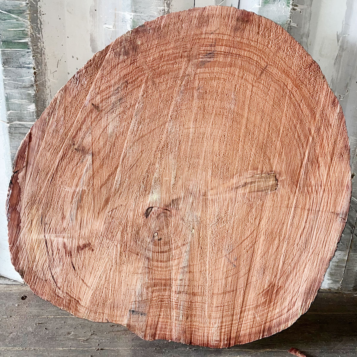 Giant Sequoia Live Edge Cookie / Round – 30" x 27.5" x 3" – Old Growth, Air-Dried – #GSC-15