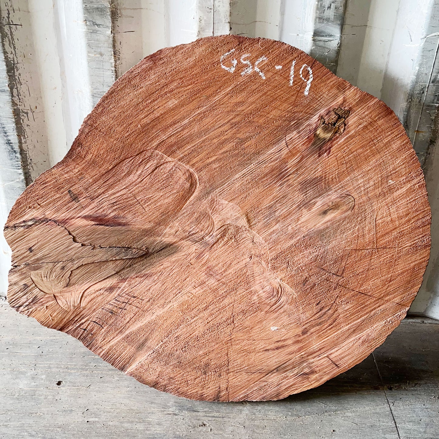 Giant Sequoia Live Edge Cookie / Round – 38" x 34" x 2.5" – Old Growth, Air-Dried – #GSC-19