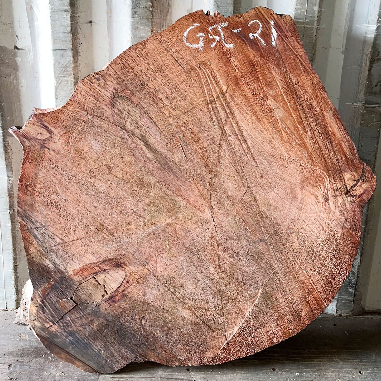 Giant Sequoia Live Edge Cookie / Round – 45" x 43" x 3.5" – Old Growth, Air-Dried – #GSC-21