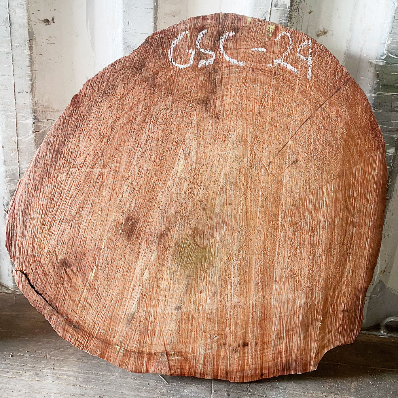 Giant Sequoia Live Edge Cookie / Round – 31" x 28" x 1.25" – Old Growth, Air-Dried – #GSC-29