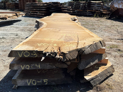 Heritage Valley Oak Live Edge Slab – 20.83' x 52" x 3.125" – Old Growth, Air-Dried – #VO-3