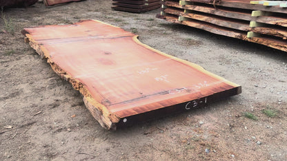 Giant Sequoia Live Edge Slab – 13.08' x 72" x 3.5" – Old Growth, Air-Dried – #C3-1