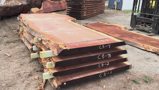 Giant Sequoia Live Edge Slab – 12.92' x 67" x 3.125" – Old Growth, Air-Dried – #C3-4